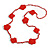 Handmade Red Floral Crochet Glass Bead Long Necklace/ Lightweight - 100cm Long - view 8