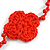 Handmade Red Floral Crochet Glass Bead Long Necklace/ Lightweight - 100cm Long - view 7
