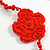 Handmade Red Floral Crochet Glass Bead Long Necklace/ Lightweight - 100cm Long - view 6