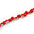 Handmade Red Floral Crochet Glass Bead Long Necklace/ Lightweight - 100cm Long - view 5