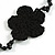 Handmade Black Floral Crochet Glass Bead Long Necklace/ Lightweight - 100cm Long - view 5