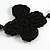 Handmade Black Floral Crochet Glass Bead Long Necklace/ Lightweight - 100cm Long - view 4