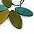 Olive/Teal/Green Wood Leaf with Black Cotton Cord Necklace - 96cm Long - Adjustable - view 5