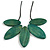 Teal Green Wood Leaf with Black Cotton Cord Necklace - 96cm Long - Adjustable