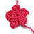 Handmade Raspberry Floral Crochet Light Pink Glass Bead Long Necklace/ Lightweight - 96cm Long - view 4