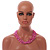 Multistrand Glass Bead and Semiprecious Stone Necklace With Wood Hook Closure in Pink/Fuchsia - 60cm L - view 3