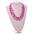 Multistrand Glass Bead and Semiprecious Stone Necklace With Wood Hook Closure in Pink/Fuchsia - 60cm L - view 4