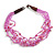 Multistrand Glass Bead and Semiprecious Stone Necklace With Wood Hook Closure in Pink/Fuchsia - 60cm L - view 2