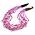 Multistrand Glass Bead and Semiprecious Stone Necklace With Wood Hook Closure in Pink/Fuchsia - 60cm L - view 7