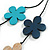 White/Blue/Turqouise Wooden Floral Black Cord Long Necklace/ 100cm Max/ Adjustable - view 5