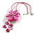 Large Shell Flower Pendant with Faux Leather Cord in Fuchsia Pink/44cm L/3cm Ext/15cm Pendant/Slight Variation In Colour/Size/Shape/Natural Irregular - view 4