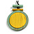 Mint/Yellow Large Round Wooden Geometric Pendant with Black Cotton Cord Necklace - 92cm L/ 10.5cm Pendant - Adjustable - view 2