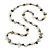 Long Off White/Anthracite Grey Shell Nugget and Clear Faceted Glass Bead Necklace - 114cm Long