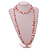 Long Pastel Pink Shell Nugget and Pink Faceted Glass Bead Necklace - 120cm Long - view 3