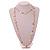 Long Pastel Yellow/Pink/Purple Shell Nugget and Clear Faceted Glass Bead Necklace - 120cm Long - view 3