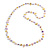 Long Pastel Yellow/Pink/Purple Shell Nugget and Clear Faceted Glass Bead Necklace - 120cm Long - view 6