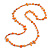 Long Pumpkin Orange Shell Nugget and Faceted Glass Bead Necklace - 110cm Long