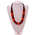 Chunky Style Orange/Black Wood Bead Cotton Cord Necklace - 64cm Long - view 4