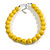 20mm/Chunky Polished Banana Yellow Wood Bead Necklace - 43cm L/10cm Ext