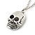 Small Gothic 'Skull' Pendant On Silver Tone Rolo Chain - 40cm Length/ 5cm Extension