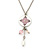Delicate White, Pink Enamel Medallion Pendant With Antique Silver Chain Necklace - 36cm Length/ 7cm Extension