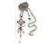 Delicate White, Pink Enamel Medallion Pendant With Antique Silver Chain Necklace - 36cm Length/ 7cm Extension - view 4