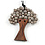 Grey Glass Bead/ Brown Wood Tree Of Life Pendant with Black Cotton Cord - 76cm L