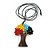 Multicoloured Glass Bead/ Brown Wood Tree Of Life Pendant with Black Cotton Cord - 76cm L - view 5