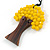 Bright Yellow Glass Bead/ Brown Wood Tree Of Life Pendant with Black Cotton Cord - 76cm L - view 5
