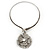 Large Dimensional Swarovski Crystal 'Flower' Pendant Collar Necklace In Burn Silver Finish - 39cm Length - view 2
