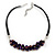 Chameleon Purple Cluster Glass Bead Black Suede Necklace In Silver Plating - 40cm Length/ 7cm Extender