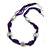 Purple Glass Bead With Hammered Metal Station Long Necklace In Silver Tone Finish - 70cm Length/ 7cm Extension