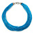 Multistrand Azure Blue Silk Cord Necklace In Silver Tone - 50cm L