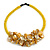 Stunning Glass Bead with Shell Floral Motif Necklace In Yellow - 48cm Long