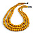 Statement Layered Wood Bead Necklace in Dusty Yellow - 70cm Long