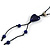Dark Blue Glass Heart Pendant on Black Cotton Cord with Ceramic and Metal Beads Necklace - 64cm Long/ 15cm Tassel - view 4
