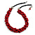 Red Cluster Wood Bead Black Cotton Cord Necklace - 52cm L/ 4cm Ext