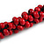 Red Cluster Wood Bead Black Cotton Cord Necklace - 52cm L/ 4cm Ext - view 7