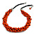 Orange Cluster Wood Bead Black Cotton Cord Necklace - 52cm L/ 4cm Ext