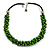 Lime Green Cluster Wood Bead Black Cotton Cord Necklace - 52cm L/ 4cm Ext