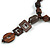 Geometric Wood Bead with Resin and Ceramic Element Cotton Cord Necklace in Brown - 54cm Long/15cm Front Drop - view 7