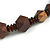 Geometric Wood Bead with Resin and Ceramic Element Cotton Cord Necklace in Brown - 54cm Long/15cm Front Drop - view 8