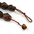 Geometric Wood Bead with Resin and Ceramic Element Cotton Cord Necklace in Brown - 54cm Long/15cm Front Drop - view 6