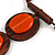 Statement Geometric Brown Wood and Orange Ceramic Bead Tassel Necklace - 44cm Long/ 17cm Front Drop - view 6