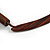 Statement Geometric Brown Wood and Orange Ceramic Bead Tassel Necklace - 44cm Long/ 17cm Front Drop - view 7