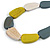 Antique Yellow/ Off White/ Grey Geometric Wood Bead White Cotton Cord Long Necklace - 100cm L/ Adjustable - view 3