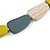 Antique Yellow/ Off White/ Grey Geometric Wood Bead White Cotton Cord Long Necklace - 100cm L/ Adjustable - view 4