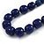 Dark Blue Wood and Ceramic Bead Cotton Cord Necklace - 70cm Long - view 4