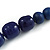 Dark Blue Wood and Ceramic Bead Cotton Cord Necklace - 70cm Long - view 5