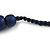 Dark Blue Wood and Ceramic Bead Cotton Cord Necklace - 70cm Long - view 7